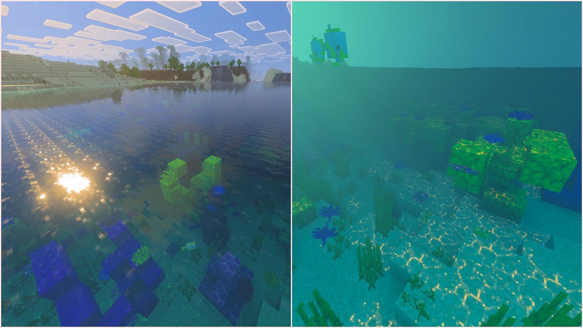 Warm Ocean looks great with Vibrant Visuals. (Image via Sportskeeda Gaming || Mojang Studios)